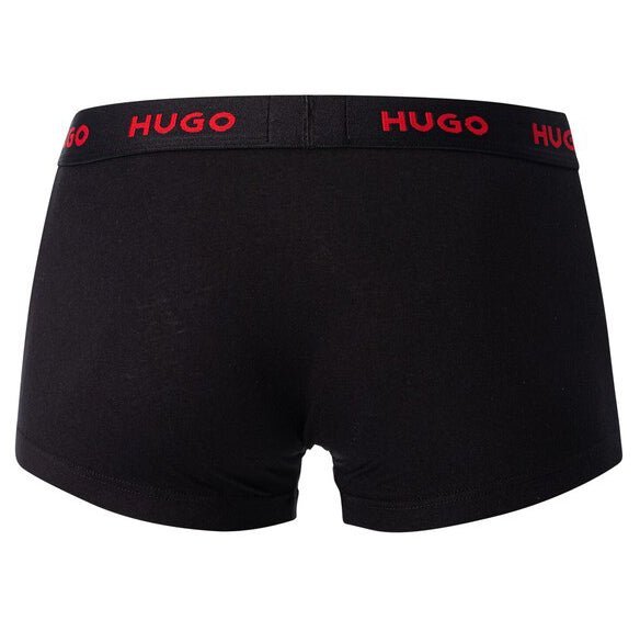 H Bss Hugo 3 Pack Cotton Stretch Trunks Black & Red