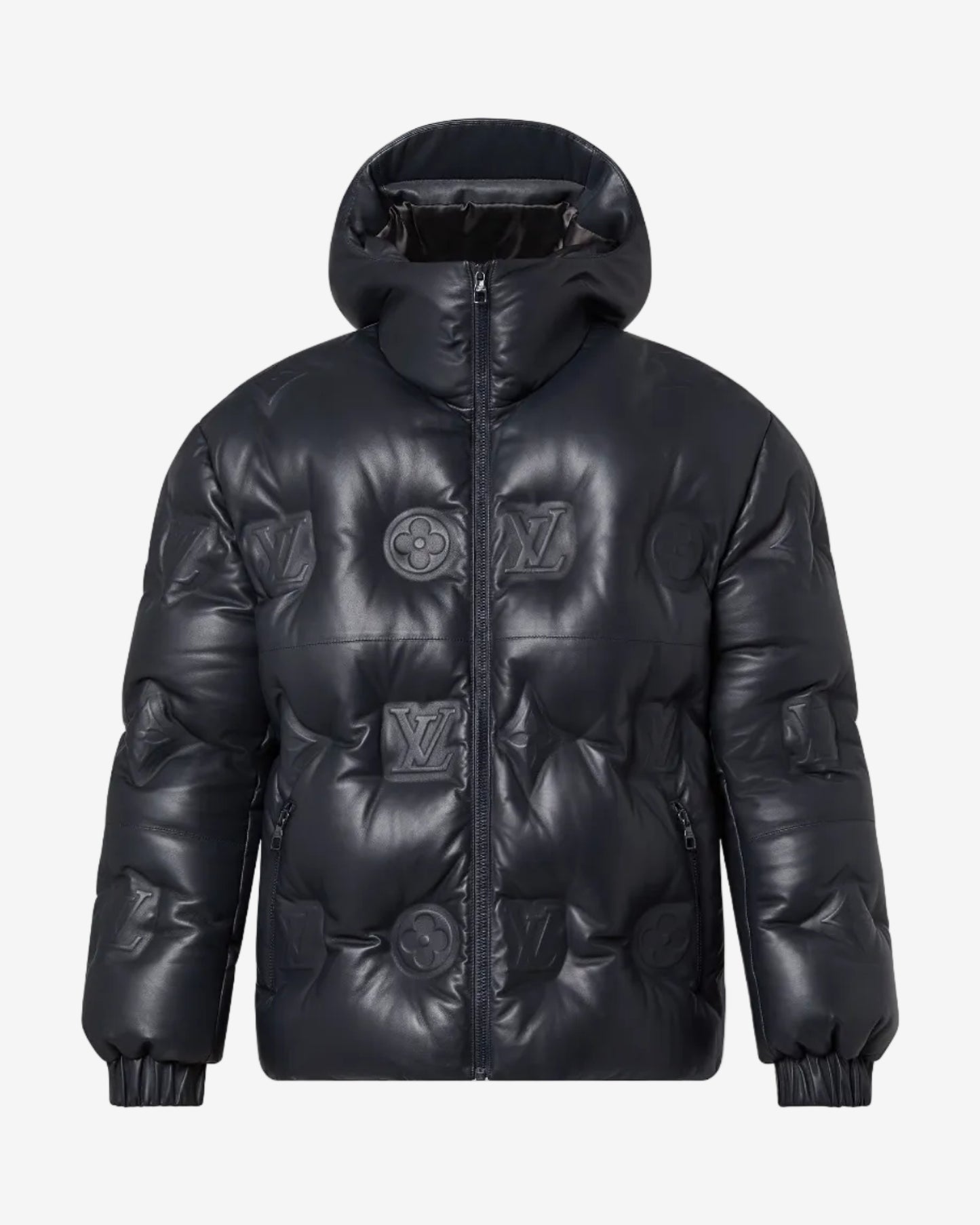 Black Embossed Hooded jacket