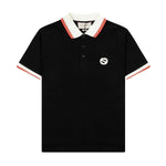 Contrast collar with patch embroidery