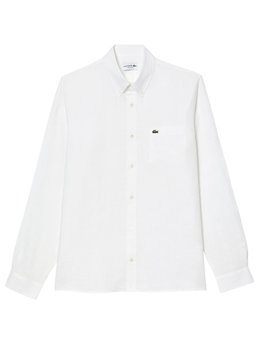 LACOSTE Regular Fit Linen Shirt White