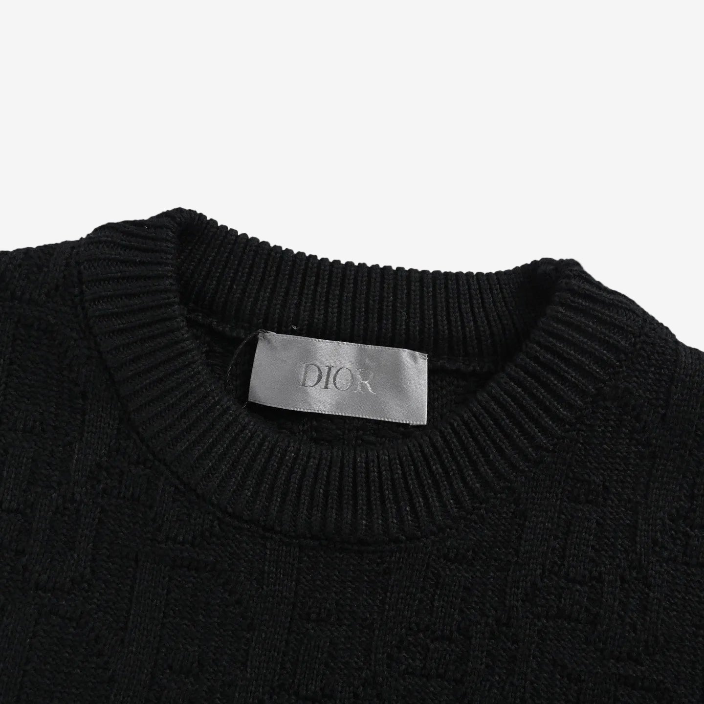 Black Textured Oblique Knit Sweater