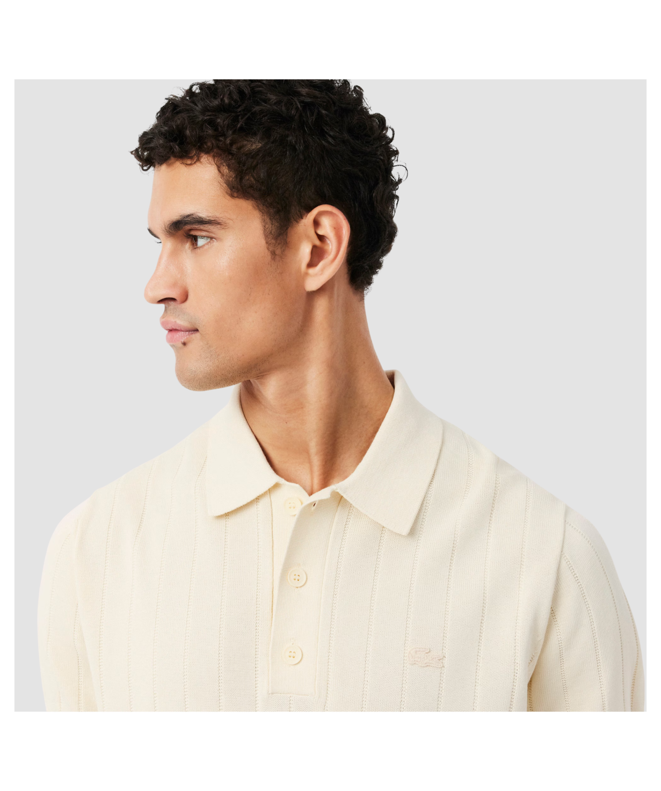 Fluid Ribbed Knit Polo Collar Sweater | Lemon