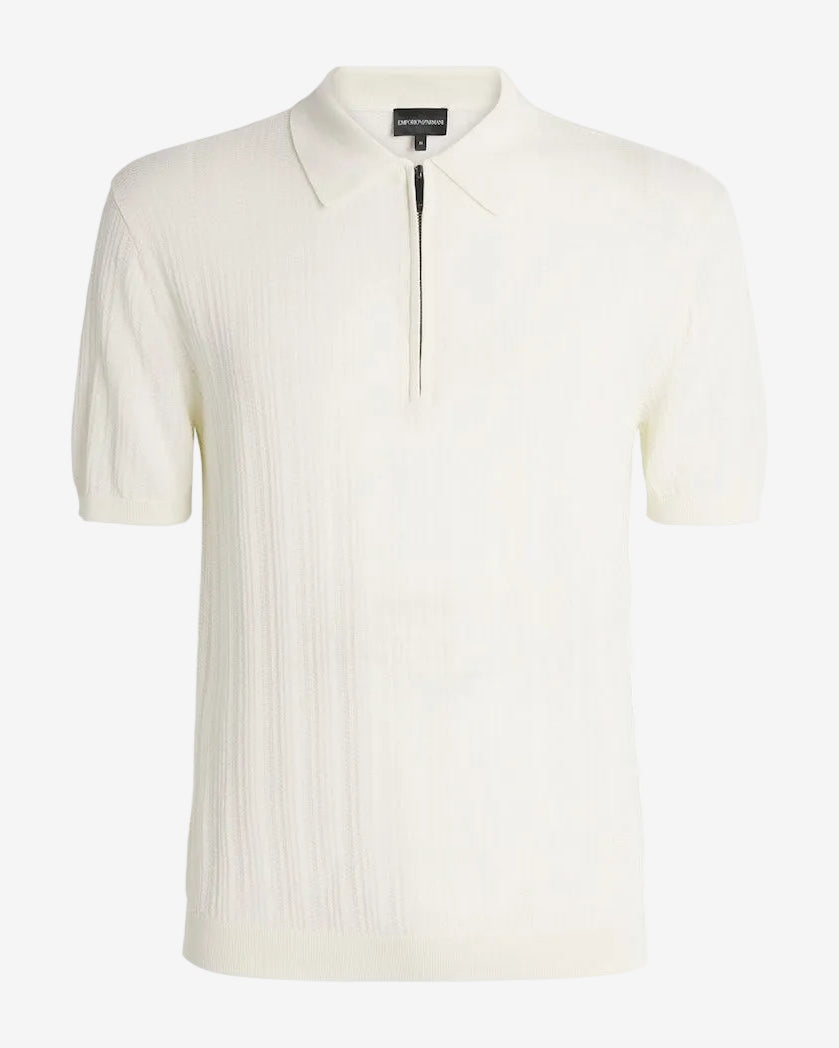 Men's Cotton Quarter-Zip Polo Shirt