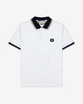 Contrast collar with patch embroidery