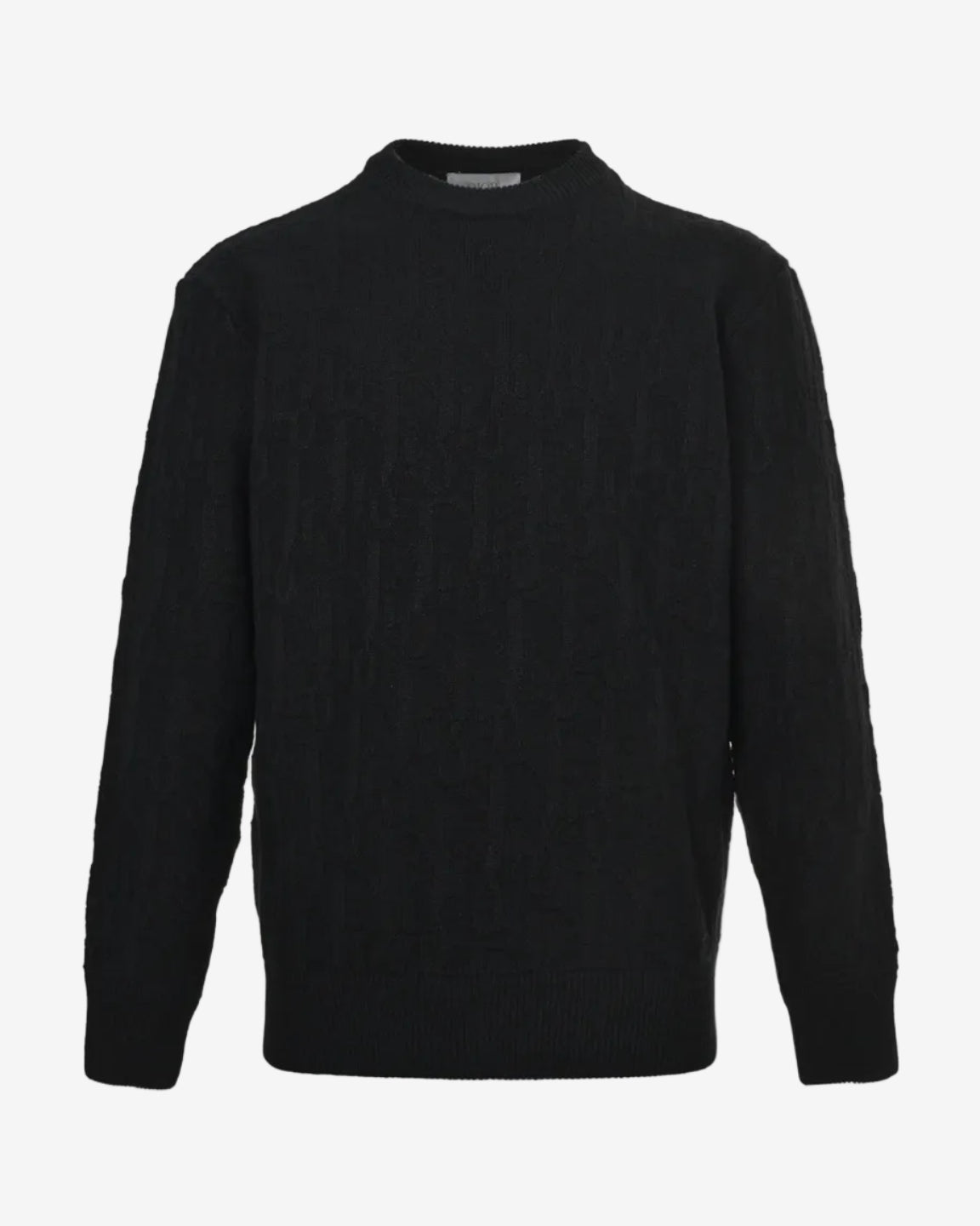 Black Textured Oblique Knit Sweater