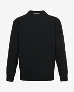 Black Textured Oblique Knit Sweater