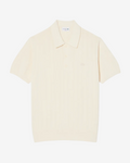 Fluid Ribbed Knit Polo Collar Sweater | Lemon