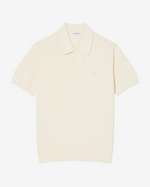 Fluid Ribbed Knit Polo Collar Sweater | Lemon