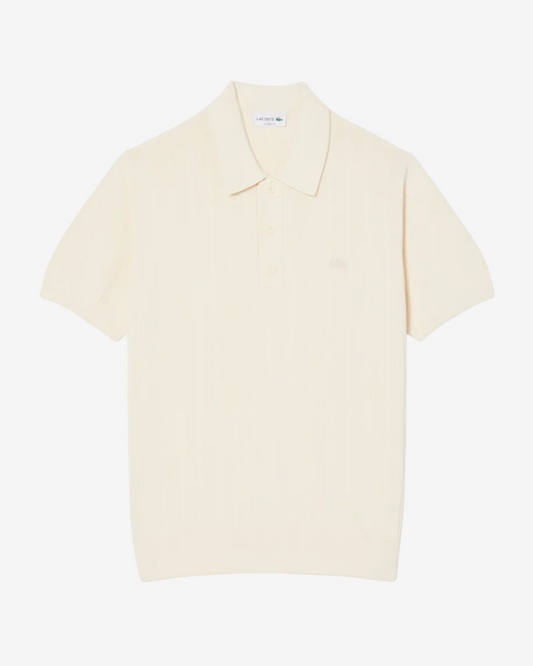 Fluid Ribbed Knit Polo Collar Sweater | Lemon