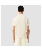 Fluid Ribbed Knit Polo Collar Sweater | Lemon