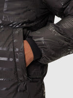 EA7 Emporio Armani Padded Hooded Jacket With All-over Logo Print Black