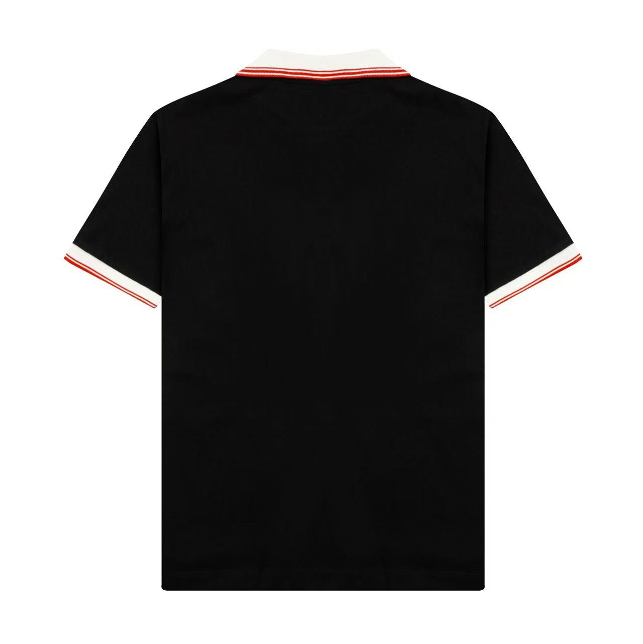 Contrast collar with patch embroidery