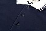 Contrast collar with patch embroidery