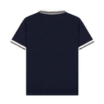 Contrast collar with patch embroidery