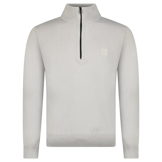 Boss Kanobix Cotton/Cashmere Half Zip Jumper Grey