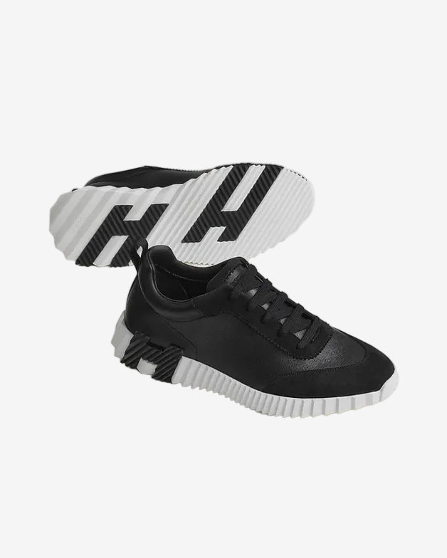 Bouncing Sneaker in Black Calfskin and Suede
