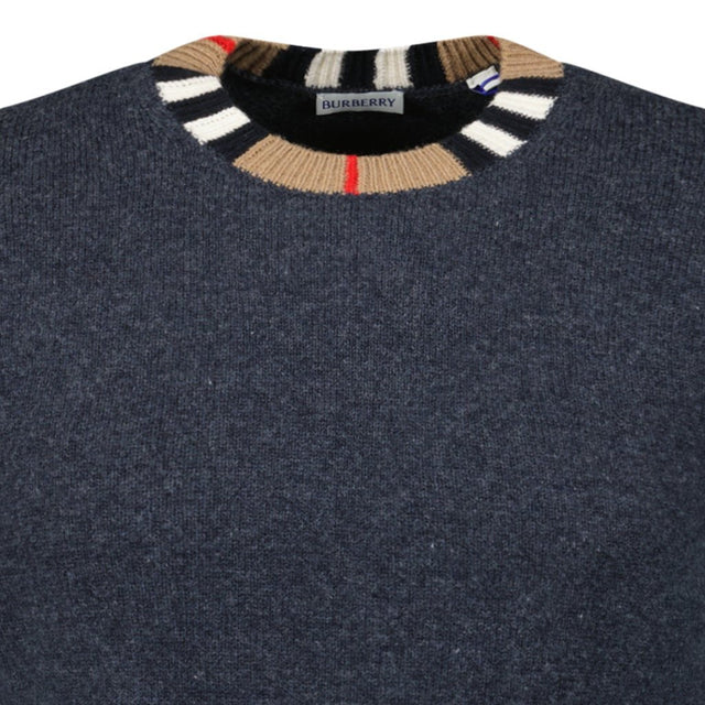Bberry 'Noland' Knitted Wool/ Cashmere Jumper Check Neck