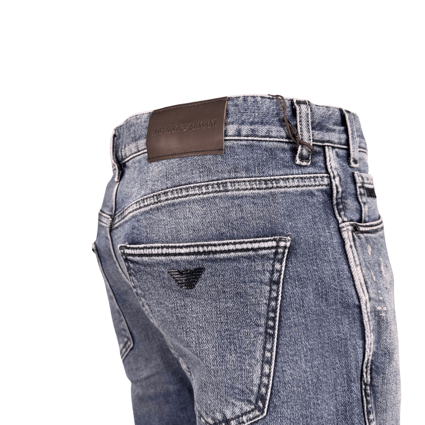 Emporio Armni J16 Slim-Cut Stonewashed Jeans in Blue