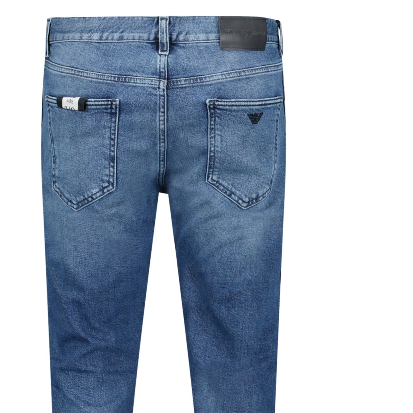Emporio Armni J16 Slim-Cut Stonewashed Jeans in Blue
