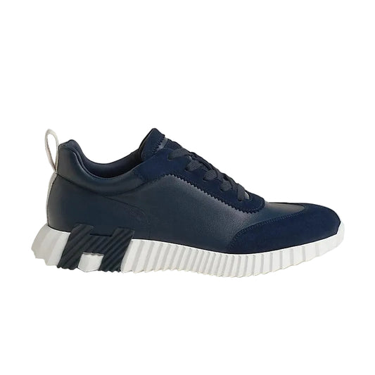 Bounce Sneaker – Navy Blue Calfskin & Technical Knit