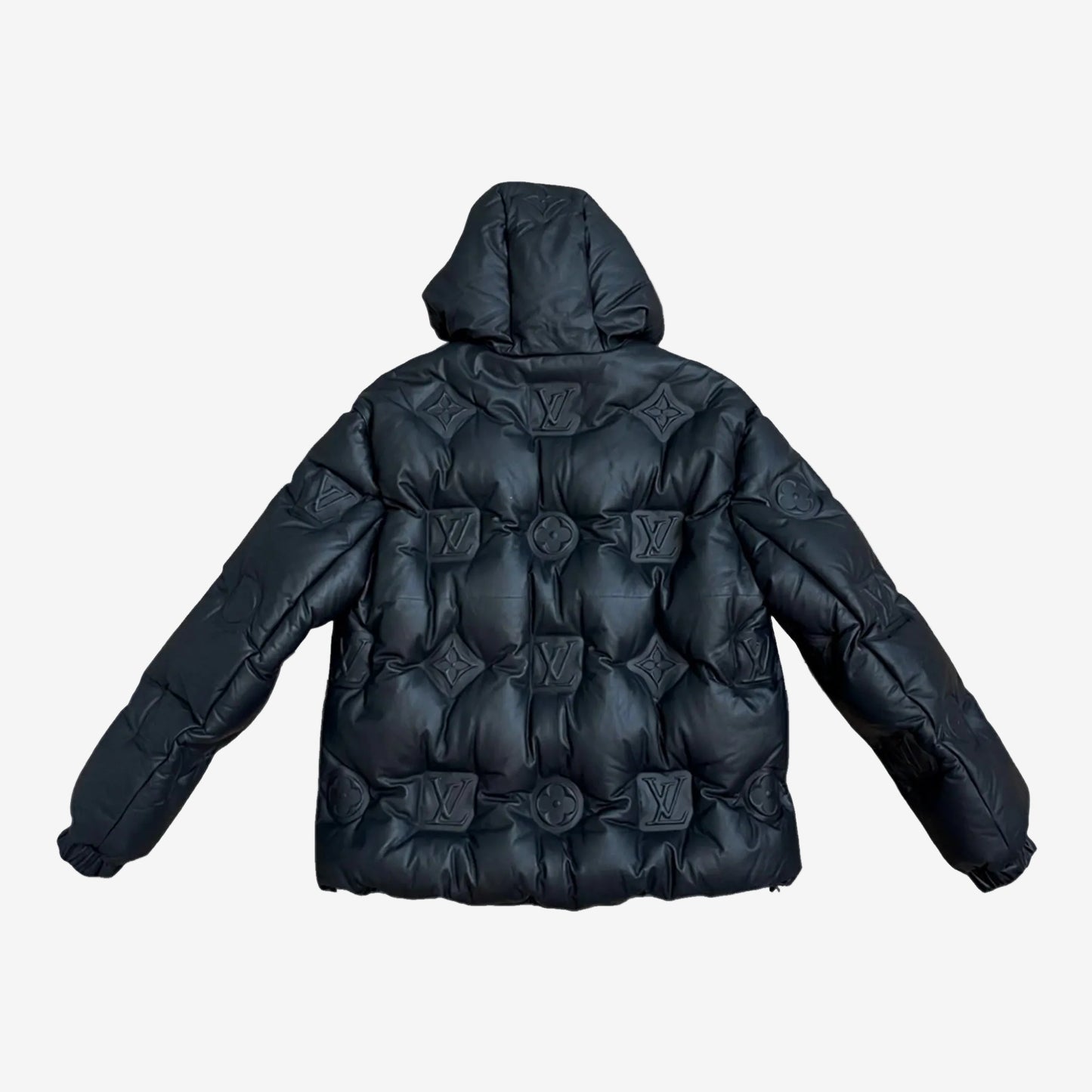 Black Embossed Hooded jacket