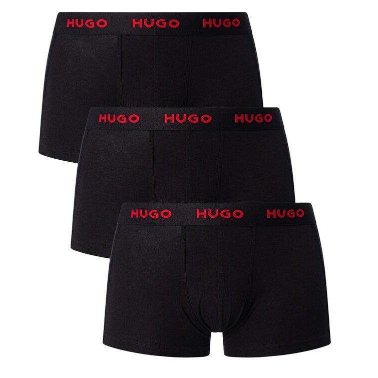H Bss Hugo 3 Pack Cotton Stretch Trunks Black & Red