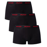H Bss Hugo 3 Pack Cotton Stretch Trunks Black & Red