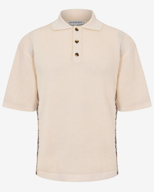 Men’s Knitted Polo & Shorts Co-Ord Set in Beige
