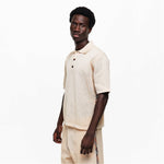 Men’s Knitted Polo & Shorts Co-Ord Set in Beige