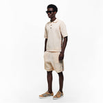 Men’s Knitted Polo & Shorts Co-Ord Set in Beige