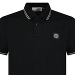 Stone Island Stripe Collar Polo T-Shirt Slim Fit Black